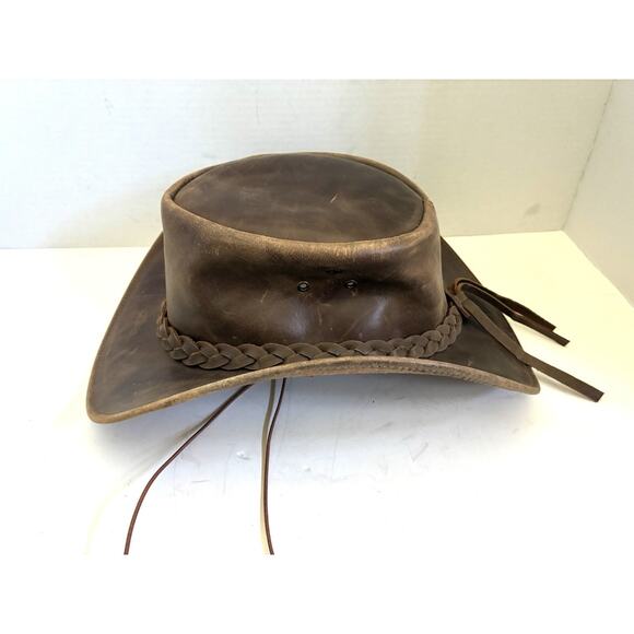 BRANDSLOCK Steerhide Leather Outback/Cowboy Hat – Australian Style (S) - Picture 2 of 5